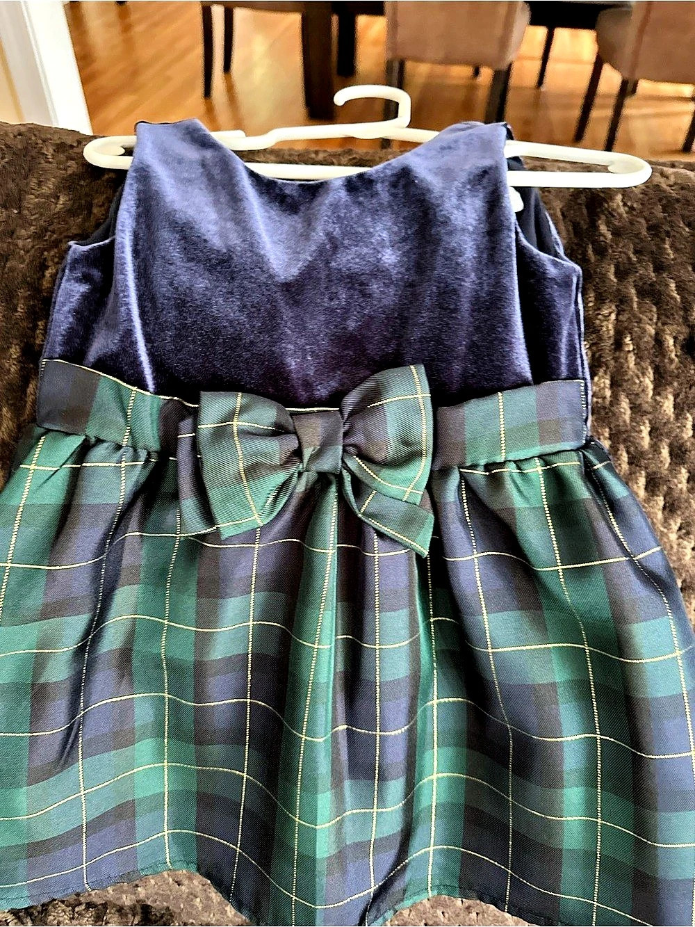 PLACE Plaid Girls' Formal Dress with Cardigan